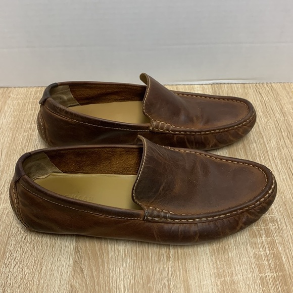 Men's Brown Leather Driving Shoes Loafers 9W EE wide - Picture 2 of 8